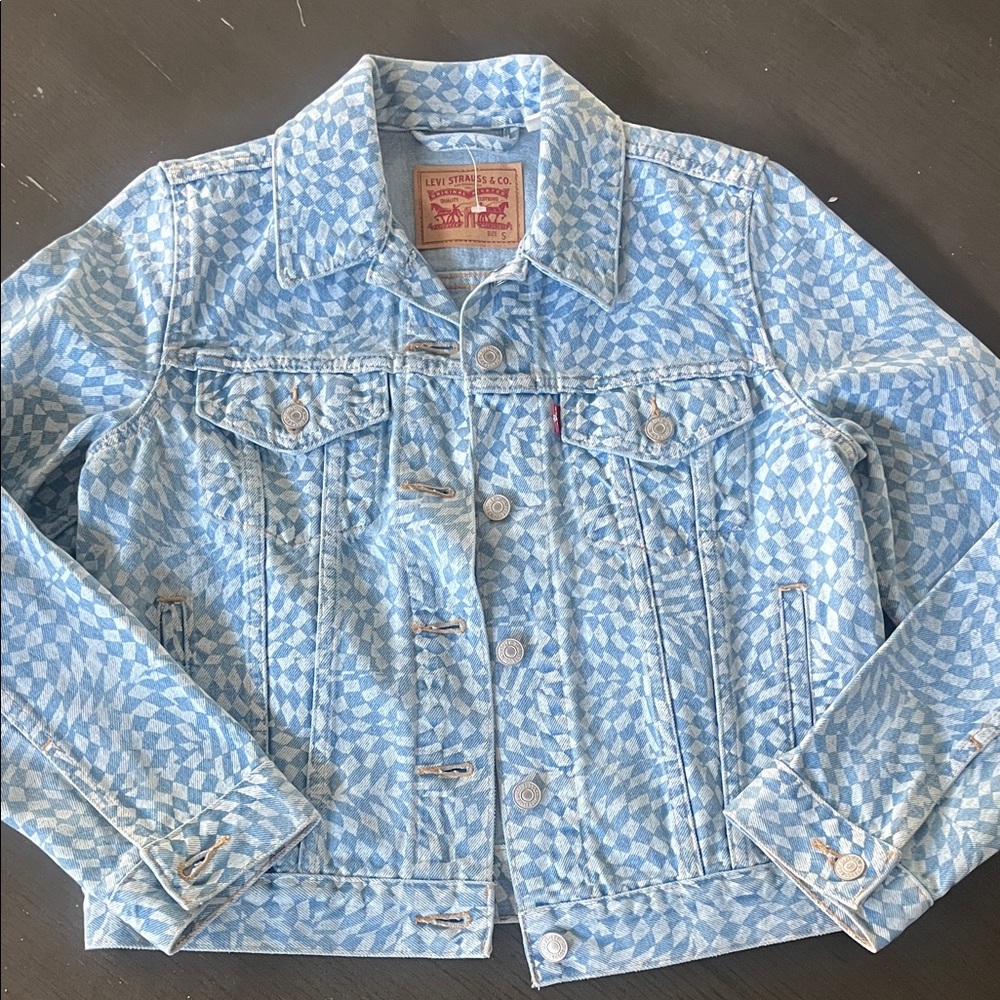 Levi's Light Blue Geometric Denim Jacket aids small Small never worn